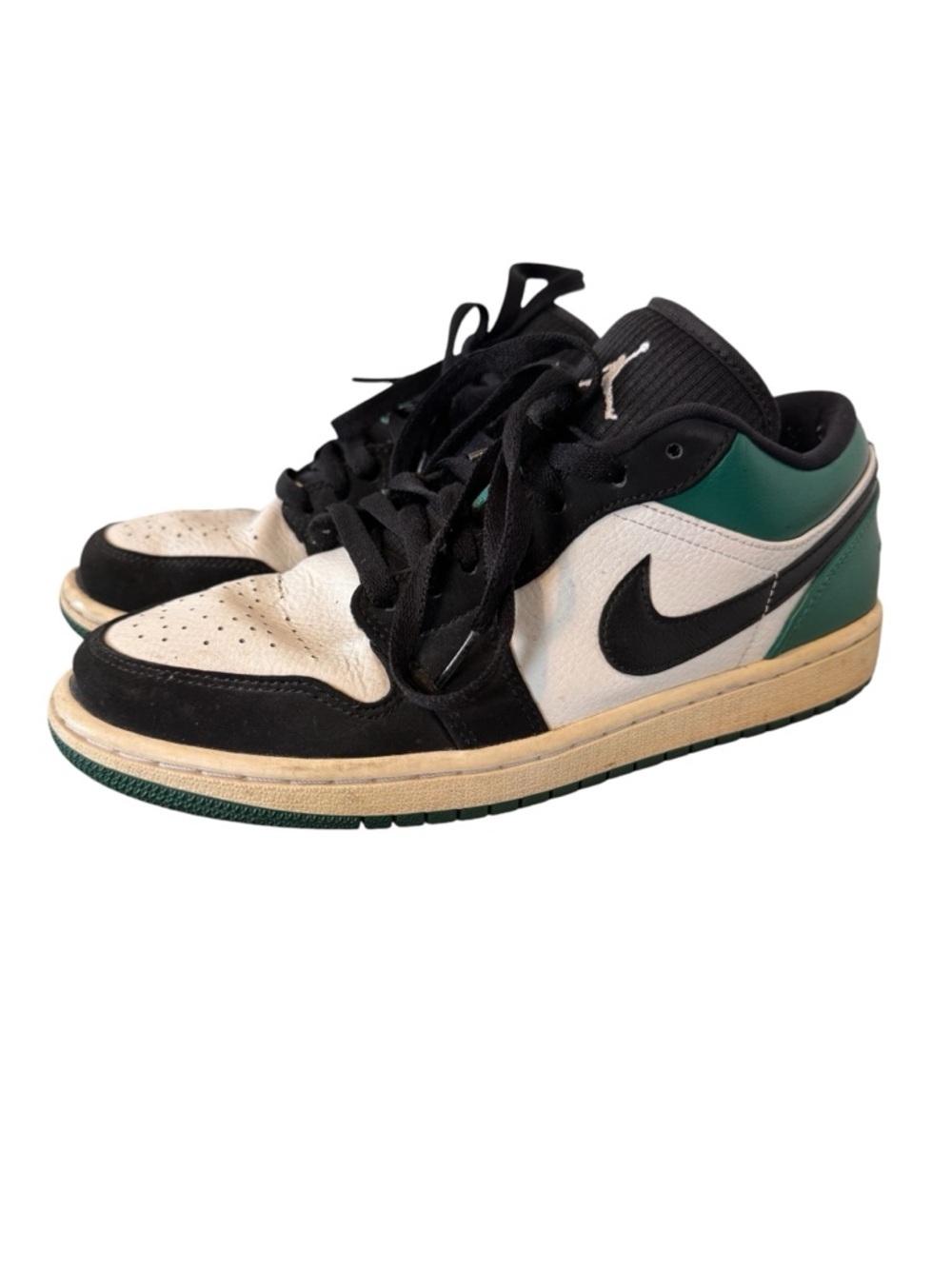 Nike Air Jordan 1 Low Men's Sneakers - Black White Green Mens Size 8 Worn